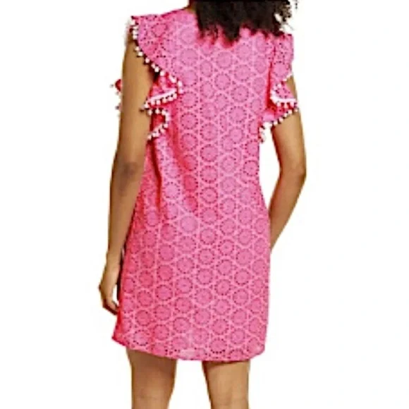 LILLY PULITZER XXS dress Astara in Prosecco Pink Neon Geo Eyelet - Picture 6 of 16